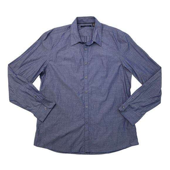 Kenneth Cole Dress Shirt Mens XL Extra Large Bay Blue Seam Stealer Button Up - Picture 1 of 11